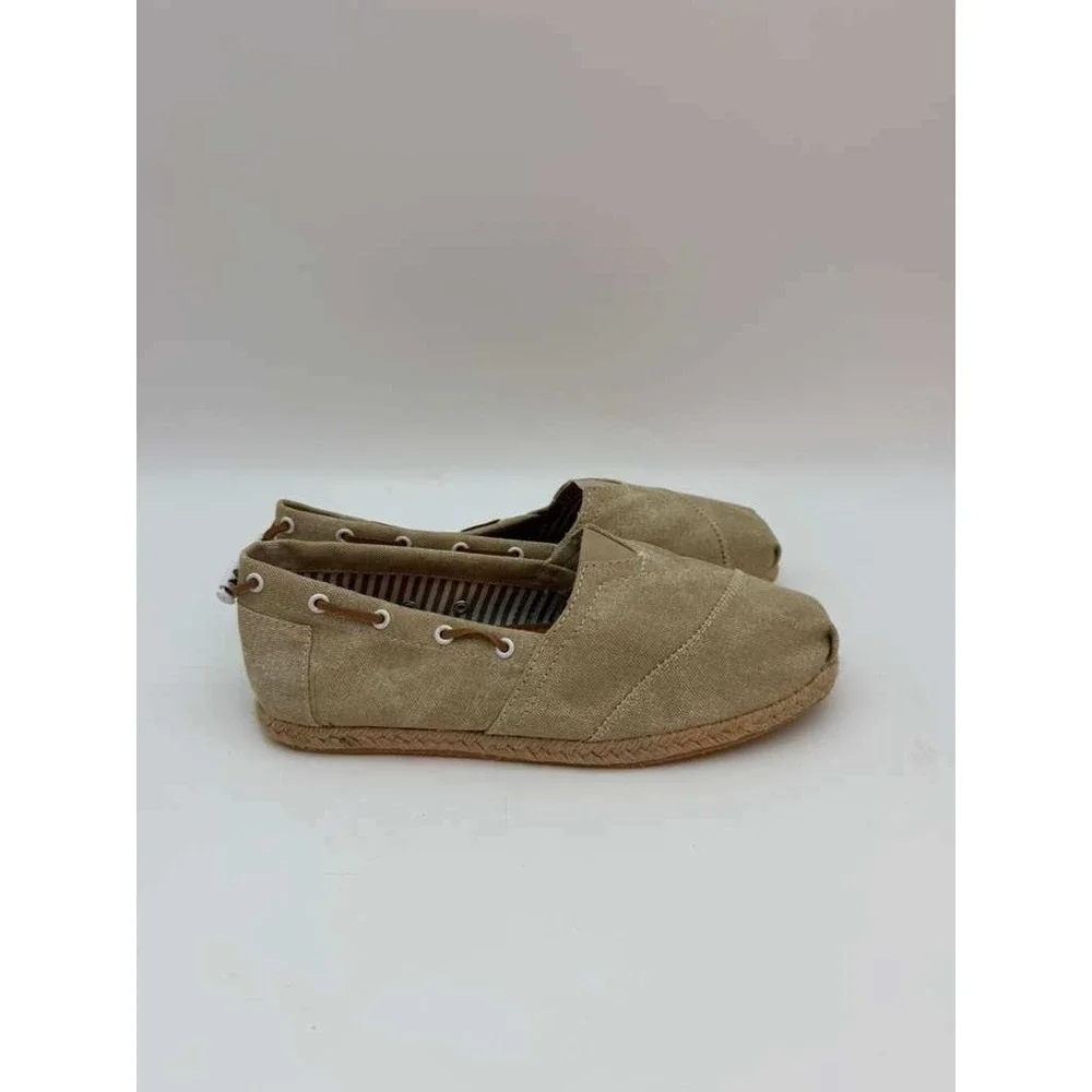 Slip-On Canvas Espadrille Shoes Lightweight Comfort Flat Women -‎ Beige - Size 8